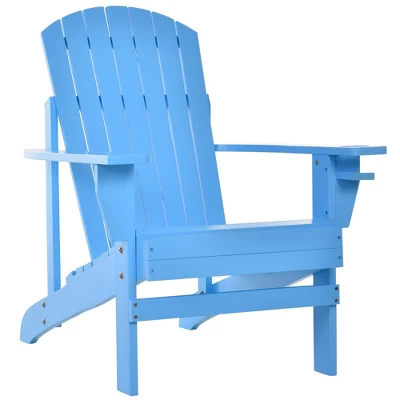 Outsunny Wooden Adirondack Chair Outdoor Classic Lounge Chair With Ergonomic Design & A Built-In Cup Holder For Patio Deck Backyard Fire Pit - Image 9