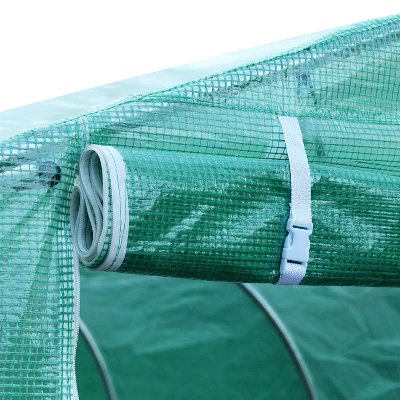 Outsunny 26' X 10' X 7' Walk-In Greenhouse Tunnel, Large Gardening Plant Hot House With 12 Windows And Zipper Doors For Backyard - Image 5