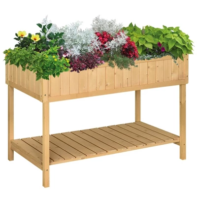 Outsunny Wooden Raised Garden Bed With 8 Slots, Elevated Planter Box Stand With Open Shelf For Limited Garden Space To Grow Herbs, Vegetables, And Flowers - Image 6
