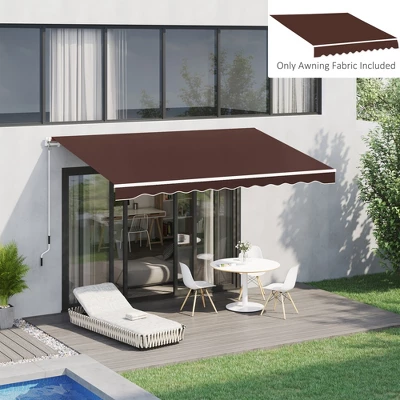 Outsunny 13' X 8' Retractable Awning Fabric Replacement Outdoor Sunshade Canopy Awning Cover, UV Protection, Coffee - Image 2
