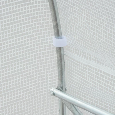 Outsunny 11.5' X 9.8' X 6.5' Outdoor Walk-In Tunnel Greenhouse Hot House With Roll-up Windows, Zippered Door, PE Cover, White - Image 5