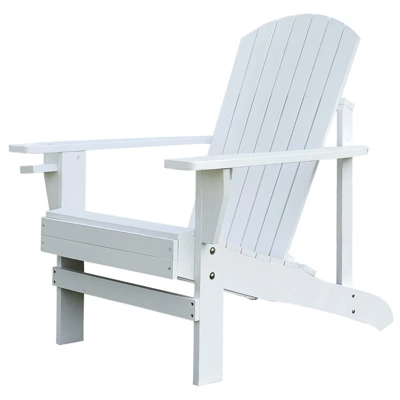 Outsunny Wooden Adirondack Chair Outdoor Classic Lounge Chair With Ergonomic Design & A Built-In Cup Holder For Patio Deck Backyard Fire Pit - Image 3