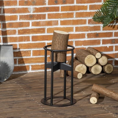 Outsunny Wood Splitter, Steel Manual Firewood Kindling Splitter, Log Splitter Wedge Cutter For Home, Camp, Outdoors, Black - Image 2