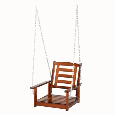 Outsunny Hanging Porch Swing Outdoor Patio Swing Chair With Pine Wood Frame And Wide Backrest For Patio And Yard - Image 3
