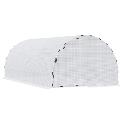 Outsunny 20' X 10' X 7' Large Walk-in Greenhouse, Steel Frame, PE Cover, 2 Doors, Outdoor Tunnel Hoop Hot House Kit, White - Image 3