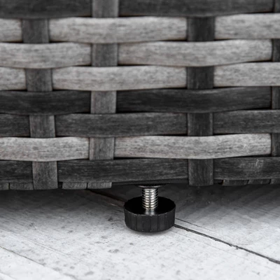 Outsunny 4pc Rattan Patio Furniture Set, Sectional Outdoor Sofa Set With Adjustable Sun Canopy, 2 Chairs, Extending Tea Table, Pillows - Image 5