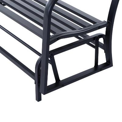 Outsunny Patio Glider Bench Outdoor Swing Rocking Chair Loveseat With Power Coated Sturdy Steel Frame, Black - Image 7