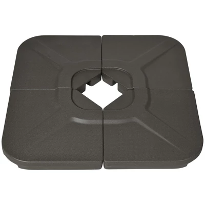 Outsunny 4-Piece 175lb Cantilever Patio Umbrella Base Weights For Offset Hanging Umbrella, HDPE Umbrella Weights For Cross Base Stand, Brown - Image 3