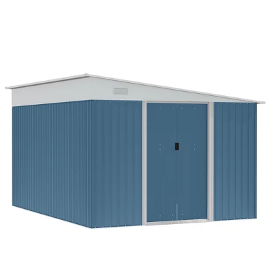 Outsunny 11' X 9' Steel Garden Storage Shed Outdoor Metal Lean To Tool House With Double Sliding Lockable Doors & 2 Air Vents - Image 6