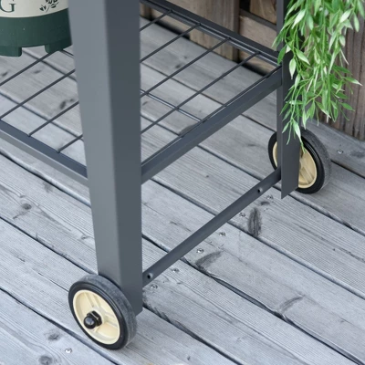 Outsunny 41" X 15" X 32" Raised Garden Bed Elevated With 2 Wheels, Bottom Shelf For Storing Tools, & Water Drainage Hole - Image 5