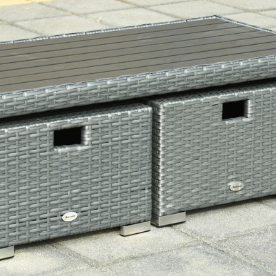 Outsunny 6-PCs Patio Furniture Sets Outdoor Wicker Sofa Set Rattan Recline Single Chair Conversation Set, Ottomans, Table Cushions - Image 3