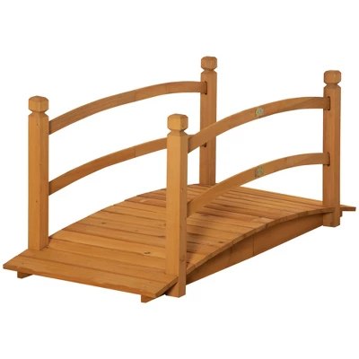 Outsunny 4.7' Garden Bridge, Arc Wood Footbridge, Decorative Pond Bridge With Side Rails - Image 7