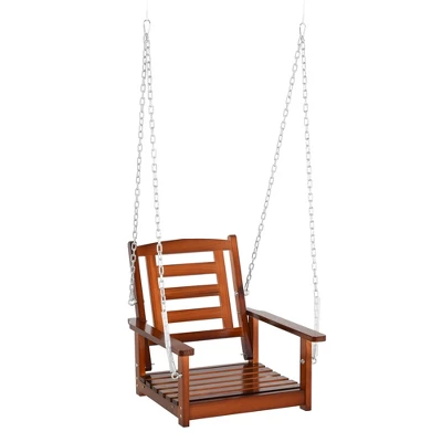 Outsunny Hanging Porch Swing Outdoor Patio Swing Chair With Pine Wood Frame And Wide Backrest For Patio And Yard - Image 6