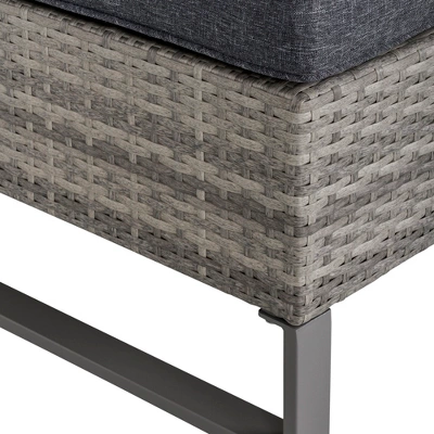 Outsunny 4 Piece Patio Furniture Set, Outdoor Sofa Set With 2 Loveseats, Cushions, Coffee Table, Storage Side Table, PE Rattan Wicker, Gray - Image 5