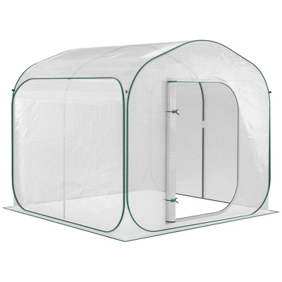 Outsunny 7' X 7' X 6' Portable Walk-in Greenhouse, Pop-up Setup, Outdoor Garden Canopy Hot House, Zipper Door - Image 3