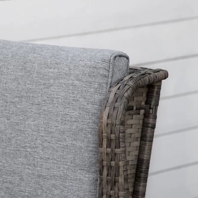 Outsunny Patio Wicker Rocking Chair, Outdoor PE Rattan Swing Chair W/ Soft Cushions, Classic Style For Garden, Patio, Lawn - Image 4