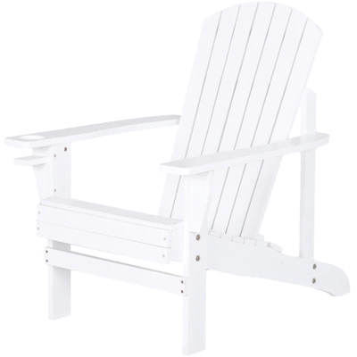 Outsunny Wooden Adirondack Chair Outdoor Classic Lounge Chair With Ergonomic Design & A Built-In Cup Holder For Patio Deck Backyard Fire Pit - Image 8