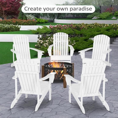 Outsunny Wooden Adirondack Chair Outdoor Classic Lounge Chair With Ergonomic Design & A Built-In Cup Holder For Patio Deck Backyard Fire Pit - Image 4