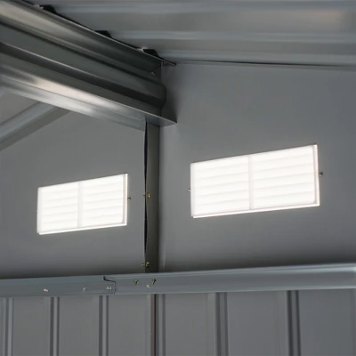 Outsunny 9' X 6' Metal Storage Shed Garden Tool House With Double Sliding Doors, 4 Air Vents For Backyard, Patio, Lawn Gray - Image 4