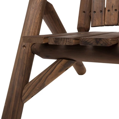 Outsunny Wood Adirondack Patio Chair Bench With Center Coffee Table, Perfect For Lounging And Relaxing Outdoors - Image 5