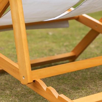 Outsunny 2-Person Double Patio Chaise Lounge Chair, Reclining Lounger, Folding Beach Chair With Adjustable Backrest For Deck, Beach And Poolside - Image 5