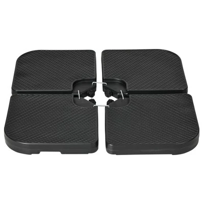 Outsunny 4-Piece 175lb Cantilever Patio Umbrella Base Weights For Offset Hanging Umbrella, Fasteners, HDPE Water Or Sand Filled Weights, Black - Image 3