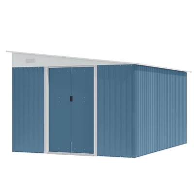 Outsunny 11' X 9' Steel Garden Storage Shed Outdoor Metal Lean To Tool House With Double Sliding Lockable Doors & 2 Air Vents - Image 3