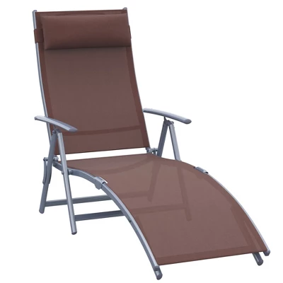 Outsunny Steel Fabric Outdoor Folding Chaise Lounge Chair Recliner With Portable Design & 7 Adjustable Backrest Positions - Image 8