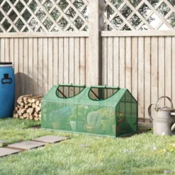 Outsunny Outdoor 3.9' X 2' X 2' Portable Mini Greenhouse, Small Greenhouse With PE Cover, Roll-up Zippered Windows For Indoor, Outdoor Garden, Green