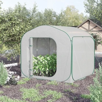 Outsunny 7' X 7' X 6' Portable Walk-in Greenhouse, Pop-up Setup, Outdoor Garden Canopy Hot House, Zipper Door - Image 2