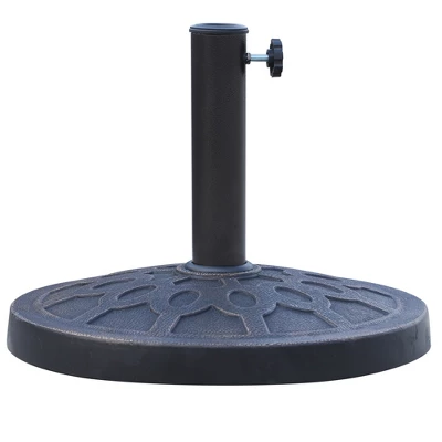 Outsunny 18" 26 Lbs Round Resin Umbrella Base Stand Market Parasol Holder With Beautiful Decorative Pattern & Easy Setup, For Φ1.5", Φ1.89" Pole, For Lawn, Deck, Backyard, Garden, Bronze - Image 3
