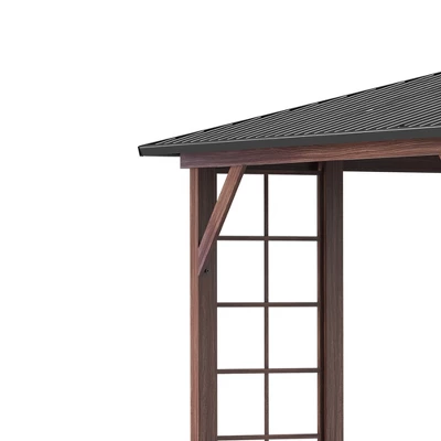 Outsunny 10' X 12' Hardtop Gazebo, Metal Roof Gazebo Canopy With Wood Grain Metal Frame For Garden, Patio, Backyard, Deck, Porch - Image 5