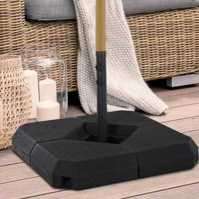 Outsunny 4-Piece Outdoor Patio Offset Umbrella Base Stand Weight Holder W/ Cross Base For Powerful Support, 158lbs Sand Or 132lbs Water Filled, Black - Image 2
