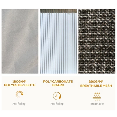 Outsunny Hardtop Gazebo Outdoor Polycarbonate Canopy Aluminum Frame Pergola With Double Vented Roof, Netting & Curtains For Garden - Image 4