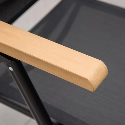 Outsunny 5 Piece Outdoor Furniture Patio Dining Set For 4, Square Outdoor Dining Table, Adjustable Reclining Folding Chairs, Black - Image 4