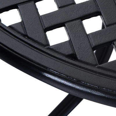 Outsunny 33" Patio Dining Table Round Cast Aluminium Outdoor Bistro Table With Umbrella Hole - Black - Image 5