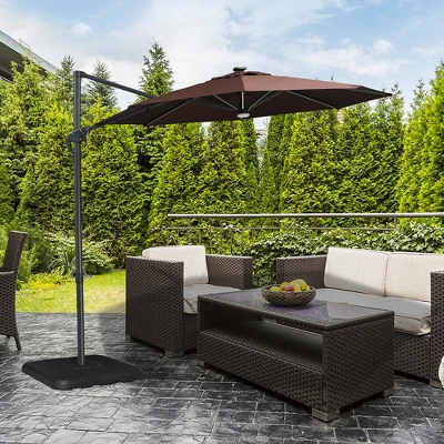 Outsunny 4 Pieces Square Patio Umbrella Base Stand, Outdoor Cantilever Offset Umbrella Weights, 198lb Capacity Water Or 286lb Capacity Sand, Black - Image 2