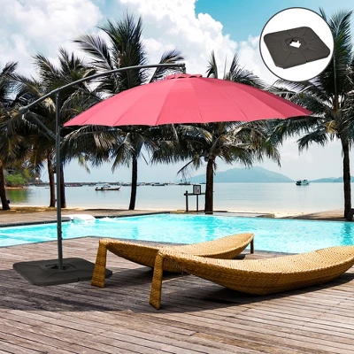 Outsunny 4-Piece 175lb Cantilever Patio Umbrella Base Weights For Offset Hanging Umbrella, HDPE Umbrella Weights For Cross Base Stand, Brown