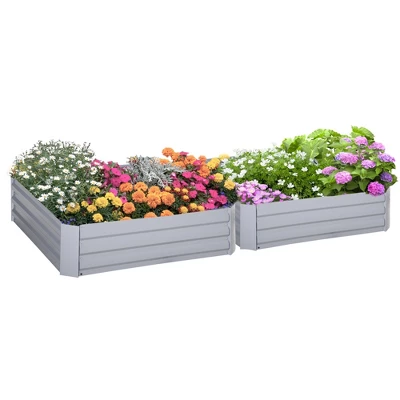 Outsunny 39'' X 39'' X 12'' Set Of 2 Raised Garden Bed, Elevated Planter Raised Bed With Galvanized Steel Frame For Growing Flowers, Herbs, Succulents - Image 7