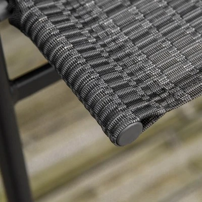 Outsunny 4 Piece Patio Bar Set For 2 With 6' Adjustable Tilt Umbrella, Outdoor Bistro Set With Folding Chairs & Glass Round Dining Table - Image 4