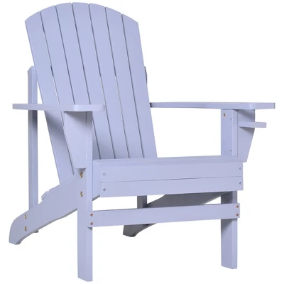 Outsunny Wooden Adirondack Chair Outdoor Classic Lounge Chair With Ergonomic Design & A Built-In Cup Holder For Patio Deck Backyard Fire Pit - Image 10