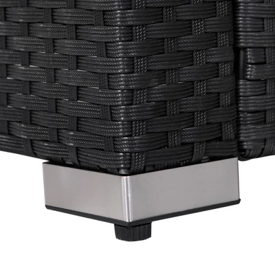 Outsunny 4-Piece Rattan Wicker Furniture Set, Outdoor Cushioned Conversation Furniture With 2 Chairs, Loveseat, And Glass Coffee Table - Image 3