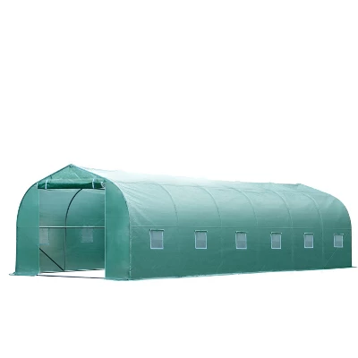 Outsunny 26' X 10' X 7' Walk-In Greenhouse Tunnel, Large Gardening Plant Hot House With 12 Windows And Zipper Doors For Backyard - Image 3