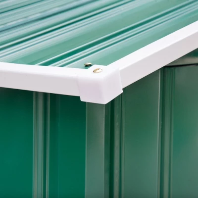 Outsunny 7' X 4' Steel Storage Shed Organizer, Garden Tool House With 4 Vents And 2 Easy Sliding Doors For Backyard, Patio, Garage, Lawn, Green - Image 4