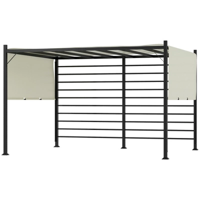 Outsunny 10' X 12' Outdoor Pergola Patio Gazebo Retractable Canopy Sun Shelter With Steel Frame, Beige - Image 3