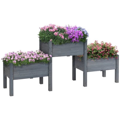 Outsunny 73" X 18" X 32" 3 Tier Raised Garden Bed W/ Three Elevated Planter Box, Freestanding Wooden Plant Stand For Vegetables, Herb And Flowers - Image 6