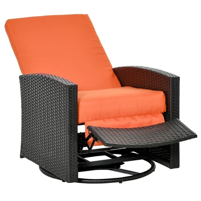 Outsunny Patio PE Rattan Wicker Recliner Chair With 360° Swivel, Soft Cushion, Lounge Chair For Patio, Garden, Backyard - Image 13