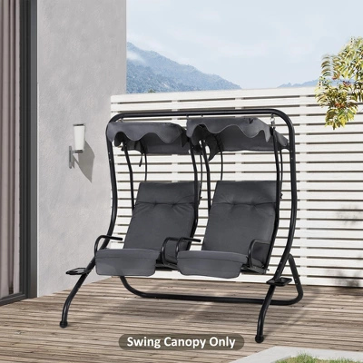 Outsunny 2-Seater Swing Canopy Replacement With Tubular Framework, Outdoor Swing Seat Top Cover