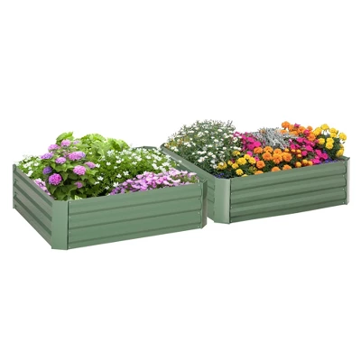Outsunny 39'' X 39'' X 12'' Set Of 2 Raised Garden Bed, Elevated Planter Raised Bed With Galvanized Steel Frame For Growing Flowers, Herbs, Succulents - Image 6