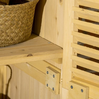 Outsunny 3' X 5' Wooden Garden Storage Shed, Sheds & Outdoor Storage With Asphalt Roof & 2 Large Wood Doors With Lock, Natural - Image 5